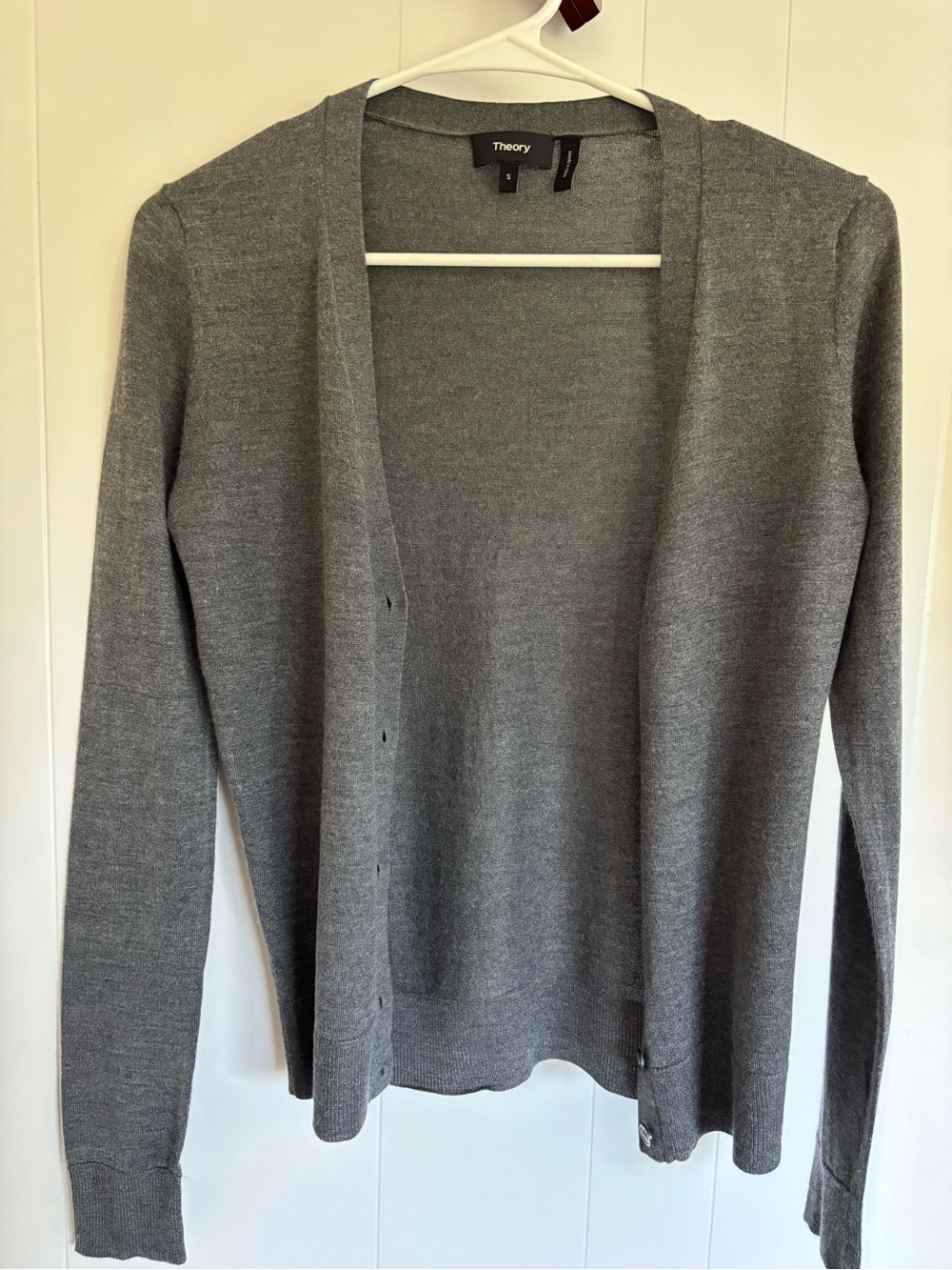 Theory Silk Cashmere V-Neck Cardigan – Gray – Size S